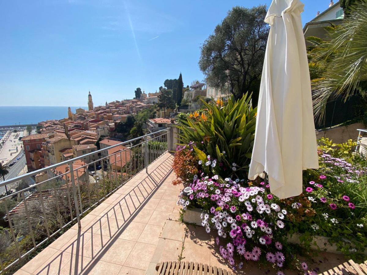 מנטון Villa L'Ensoleillee Vue Panoramique Mer, 250 M De La Plage Et Du Centre Ville מראה חיצוני תמונה