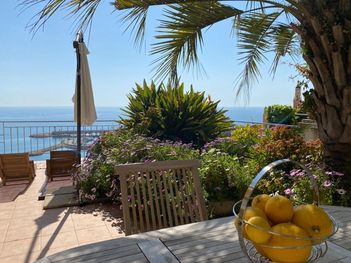 מנטון Villa L'Ensoleillee Vue Panoramique Mer, 250 M De La Plage Et Du Centre Ville מראה חיצוני תמונה